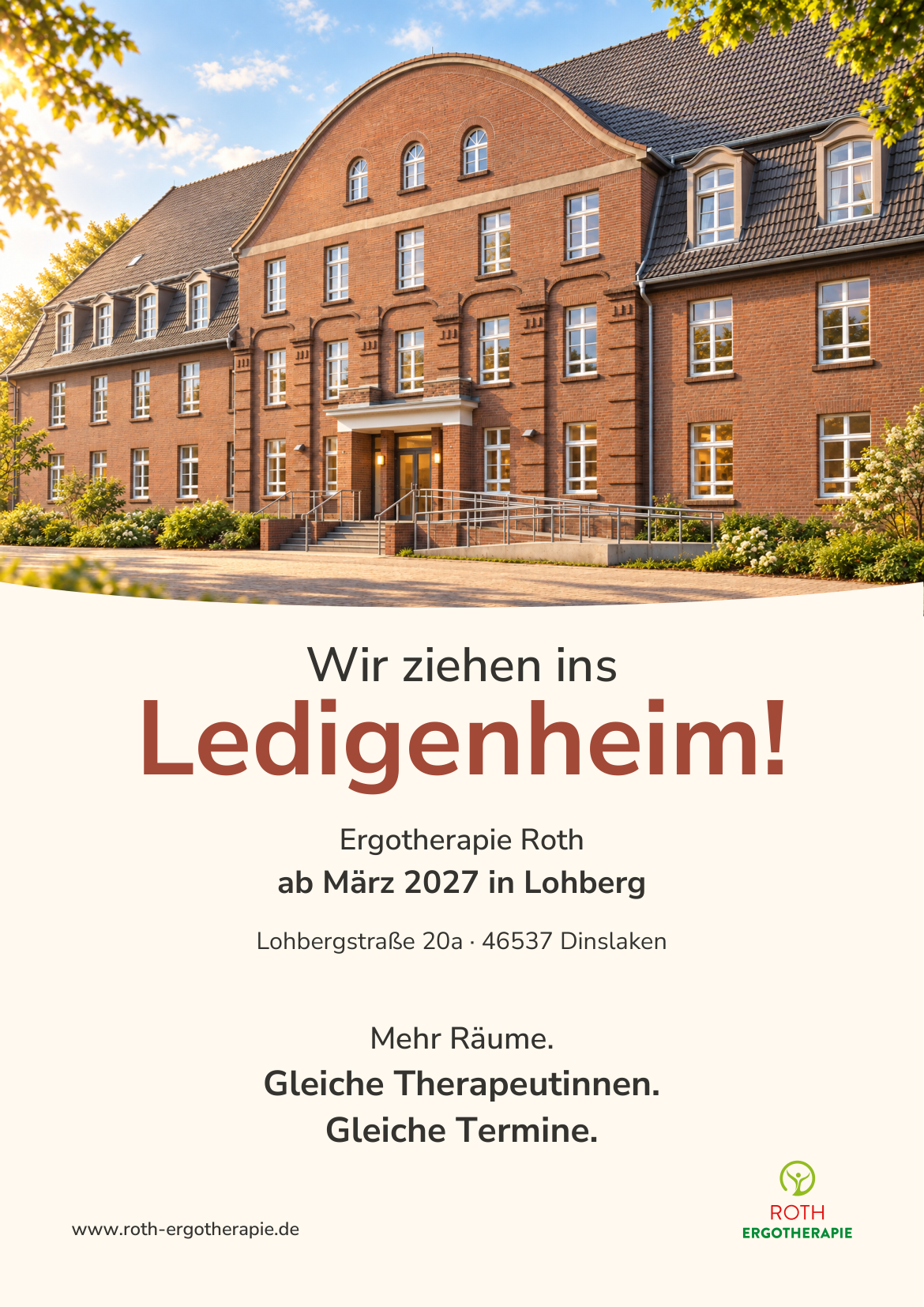 Das Ledigenheim Lohberg, denkmalgeschützter Backsteinbau, künftiger Standort der Ergotherapie Roth